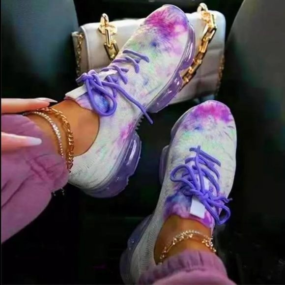 Sole Jealous Shoes - !! NEW !! Slip On Flyknit Sneakers in Purple Tie Dye
